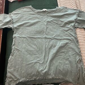 Umgee Sky Blue Ruffle Sleeve Top